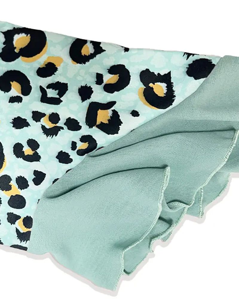 Bluse Leopard Blumenprint Rüschenärmel