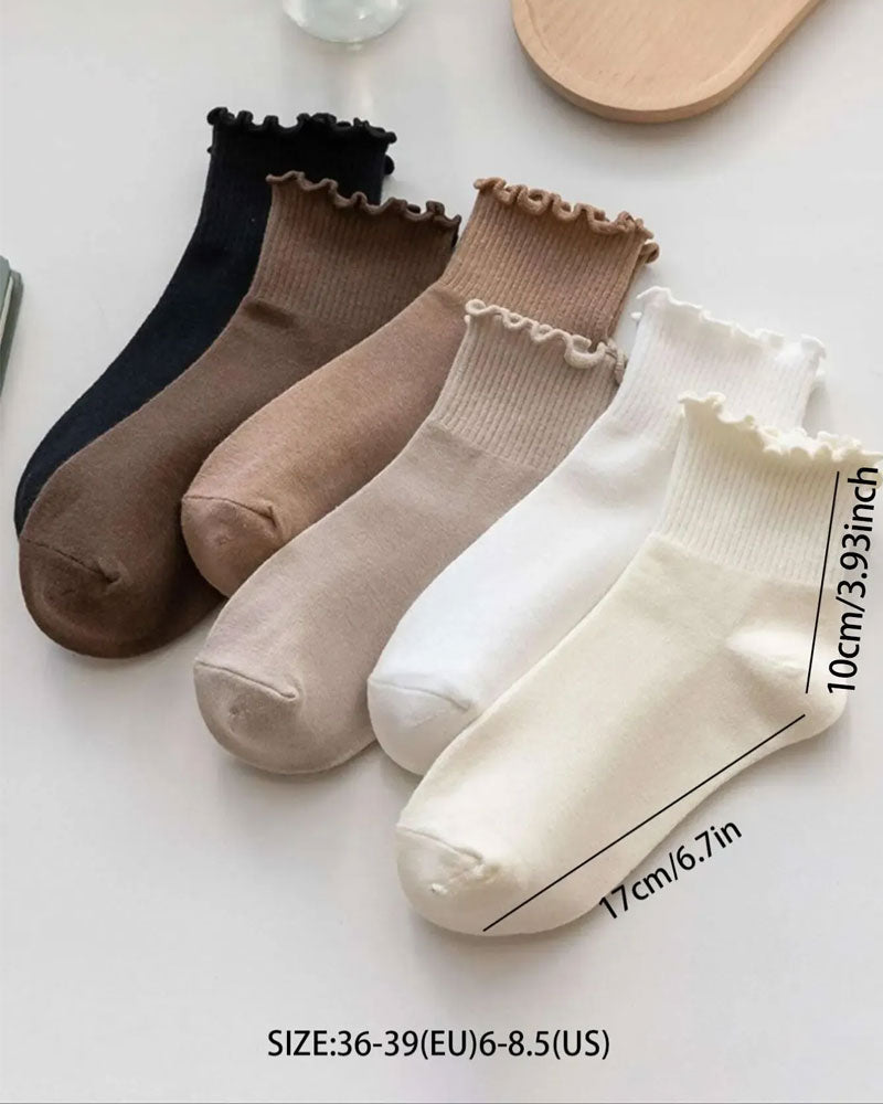 Socken Damen Rüsche Kante (6 Paare)