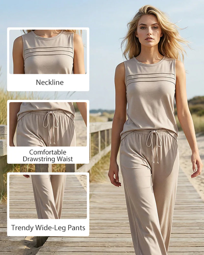 Zweiteiliges Set Plissierte Weste Top