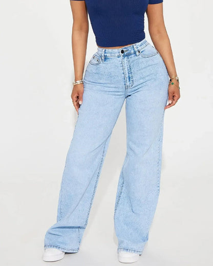 Highwaist-Jeans mit hebender Wirkung und leichtem Glockenrock