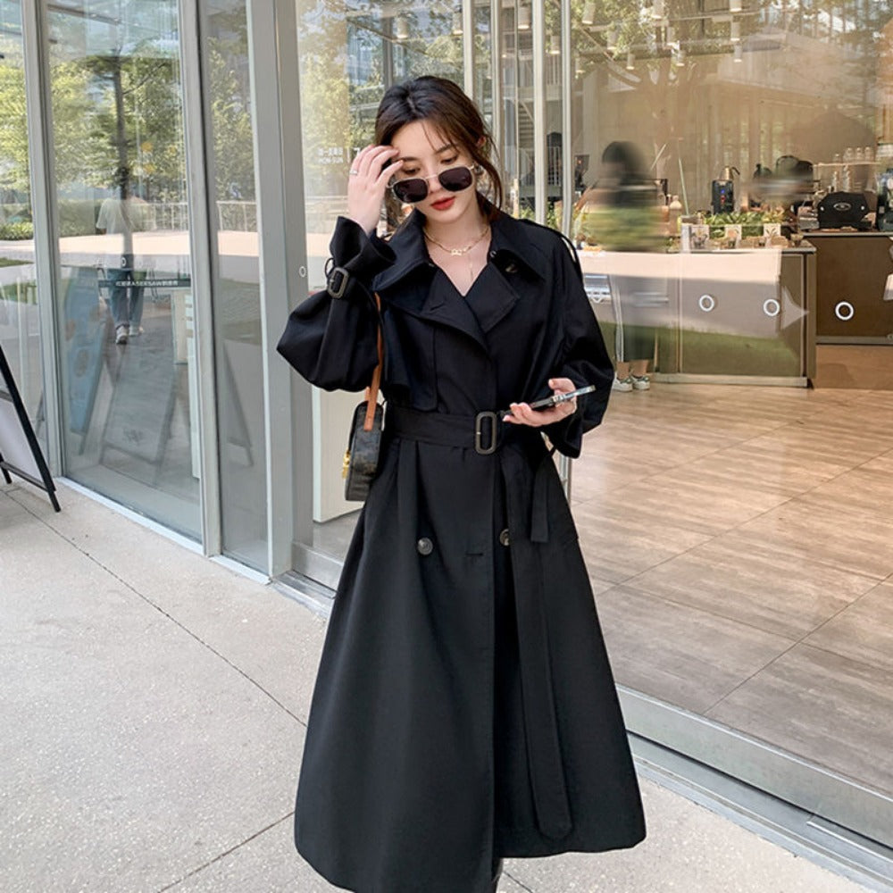 Long Double Breasted Trench Coat for Women - Floriana
