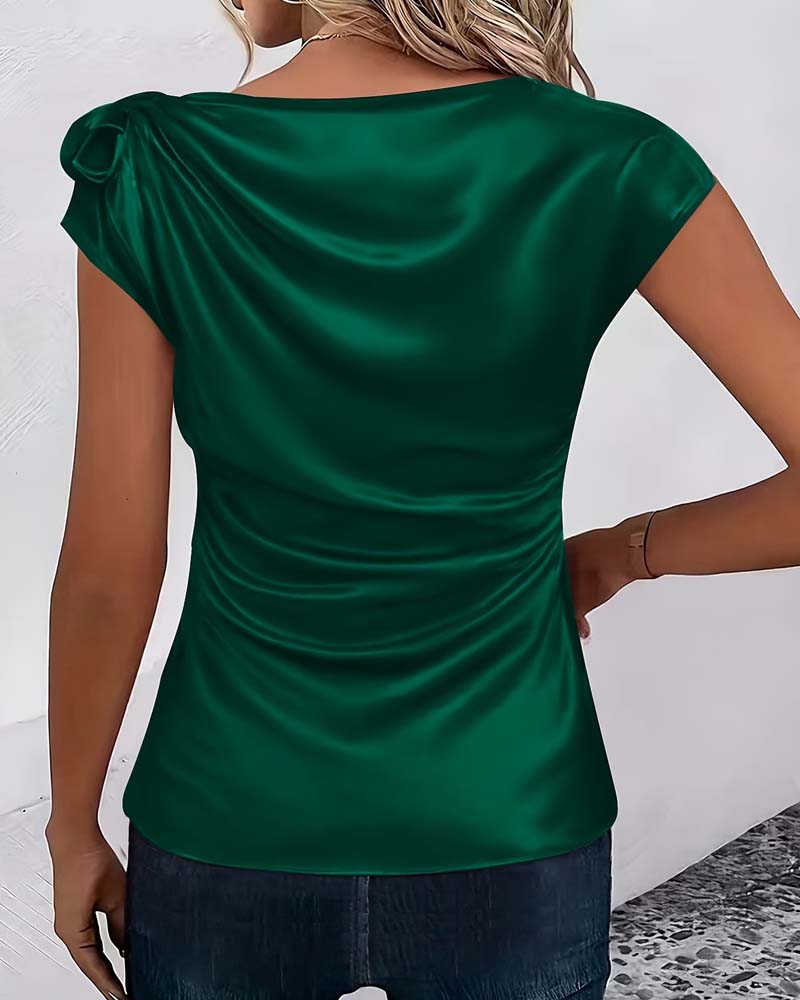 Bluse Off-Shoulder Glanz Slim Fit