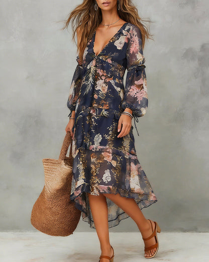Kleid Sexy V-Ausschnitt Bohemien
