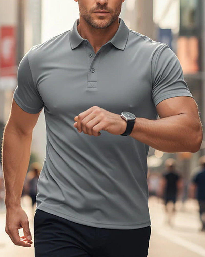 T-Shirt Herren Schnelltrocknend Kurzarm Revers