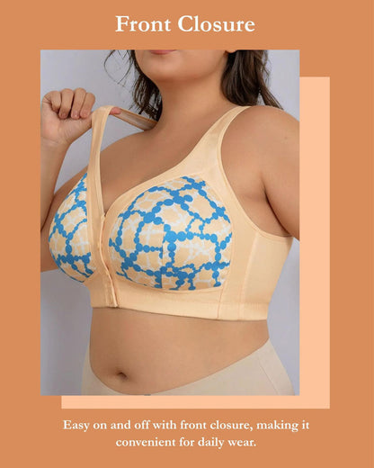 Vorne Verschluss Drahtlos Chic Geometrischer Druck Bralette