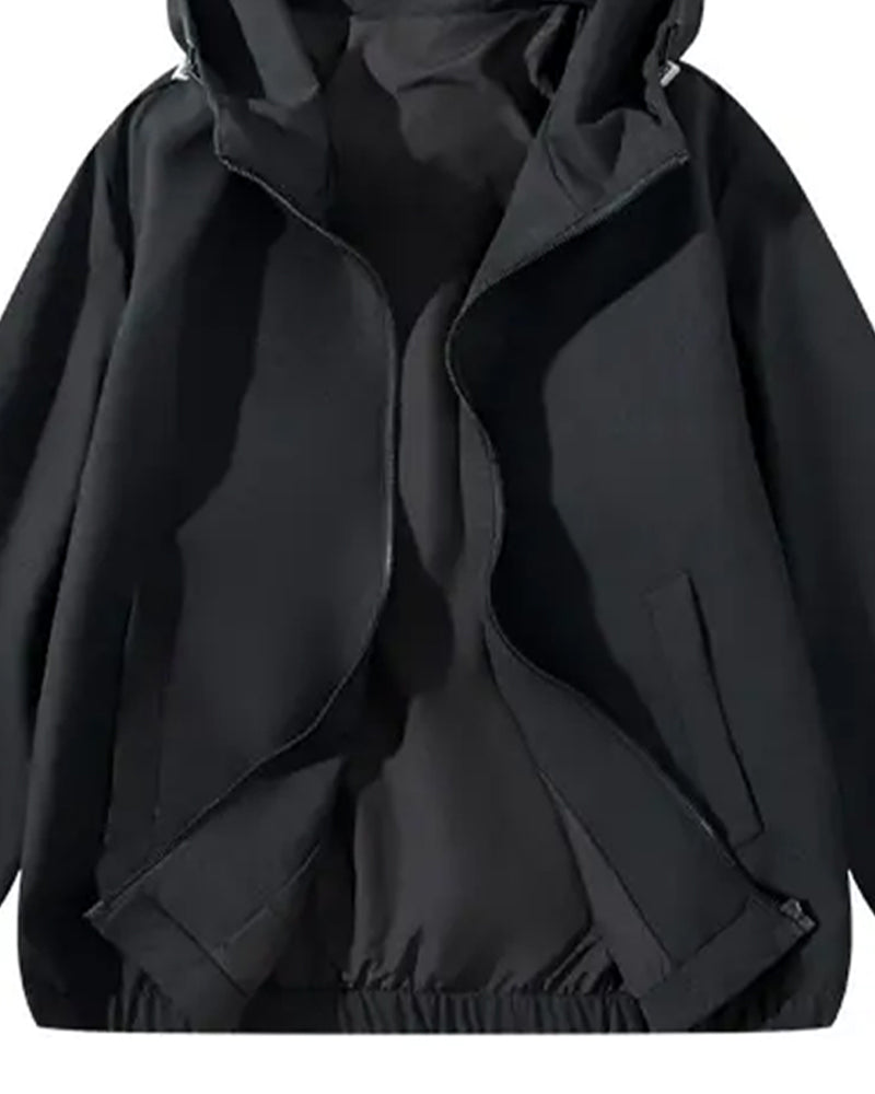Mantel Einfarbig Entspannt Tasche Kapuzenpullover