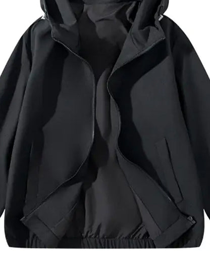 Mantel Einfarbig Entspannt Tasche Kapuzenpullover