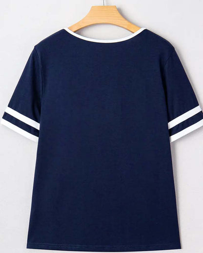 T-Shirt kleiner V-Ausschnitt Colorblock