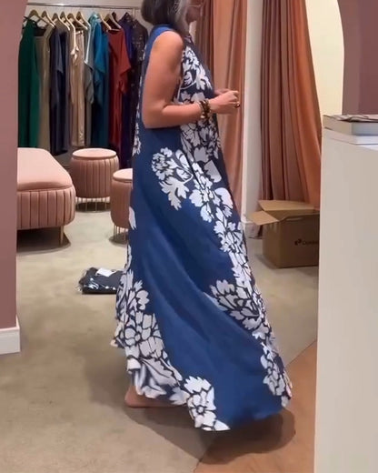 Kleid ärmellos positionierter Druck Maxi
