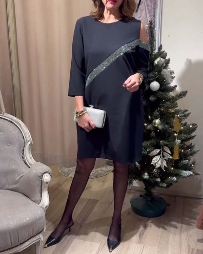 Kleid lässig Strass knielang