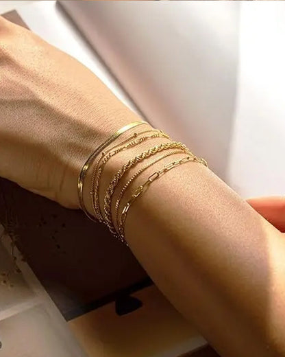 Modisches Schlankes Stapelbares Cuban‑Link‑Armband‑Set