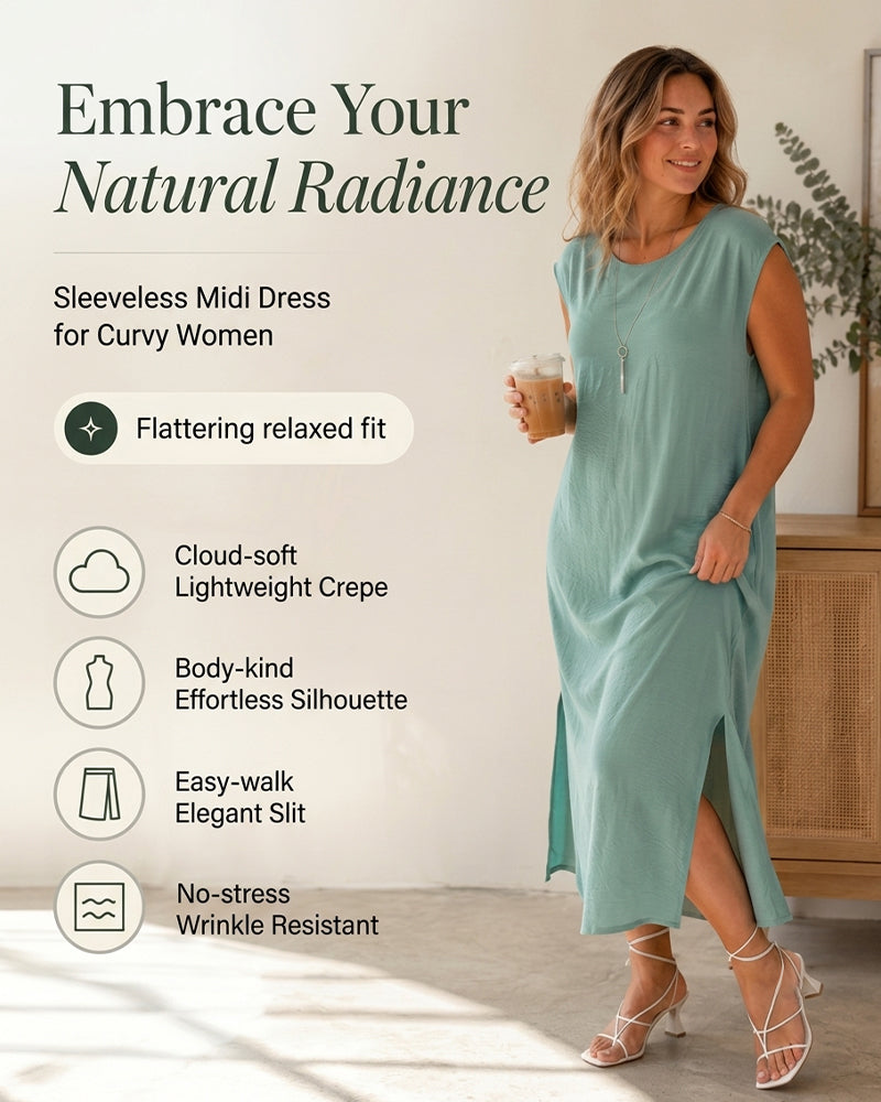 Kleid Midi Länge Schlitz Locker