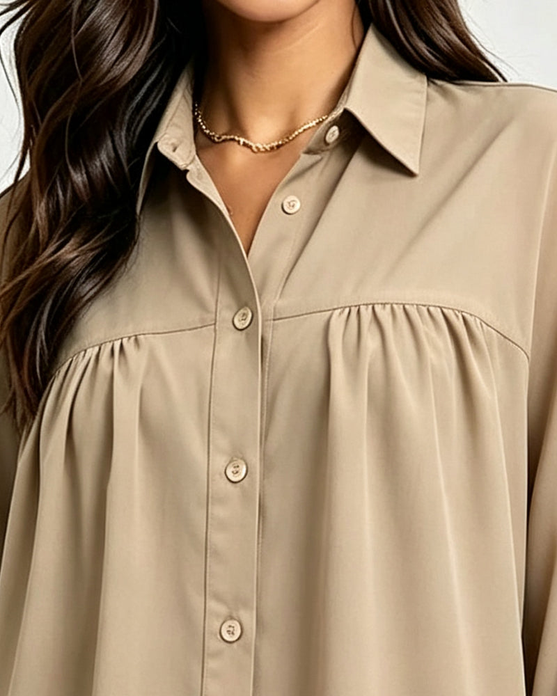 Bluse Schleife Detail Lässig Einfarbig