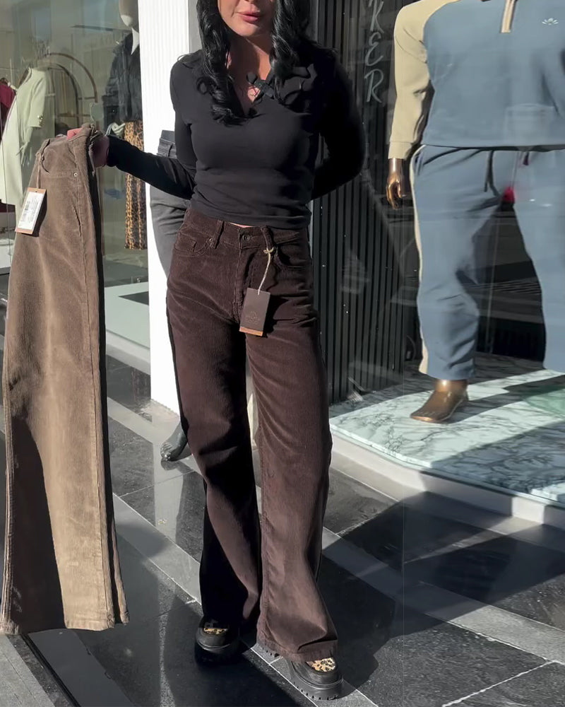 Hose Cord Leger Weite Beine