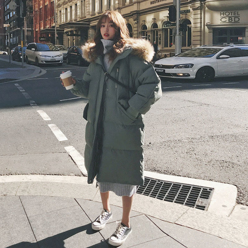 Long Puffer Coat with Fur Hood for Women - Diana