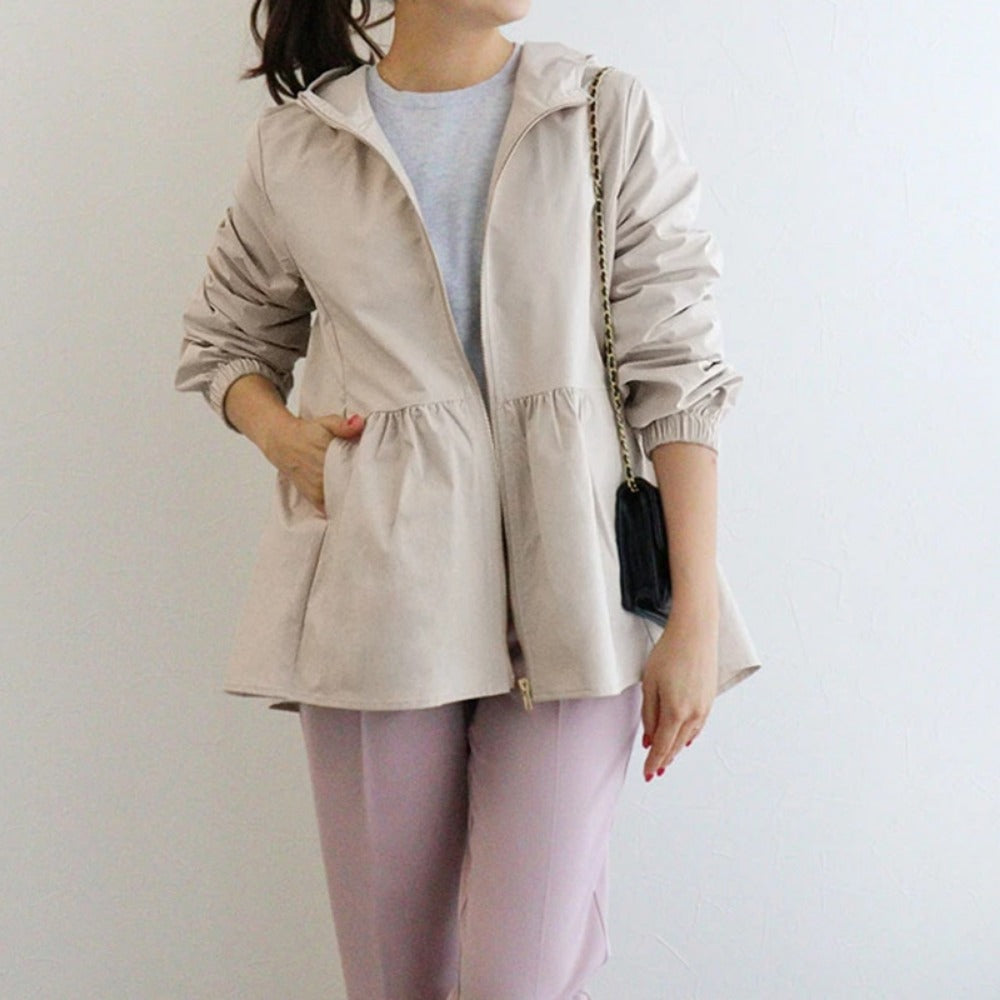 Hooded Long Sleeve Jacket with Pockets for Women - Fernanda