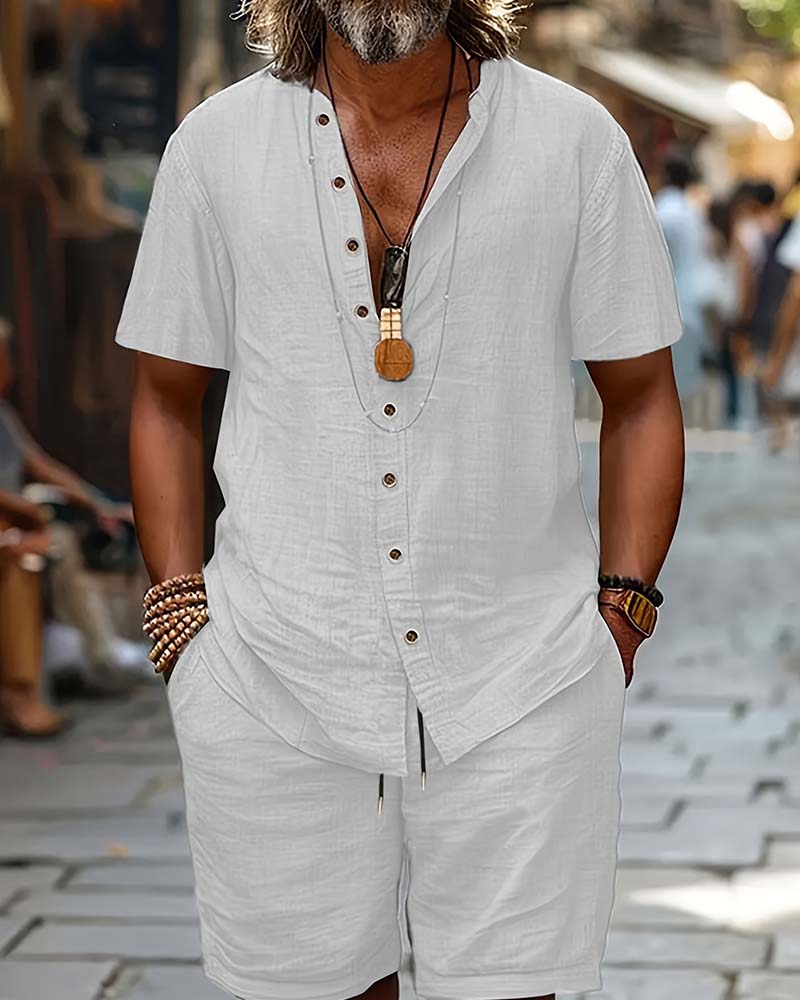 Herren Set Kurzarmhemd Und Shorts