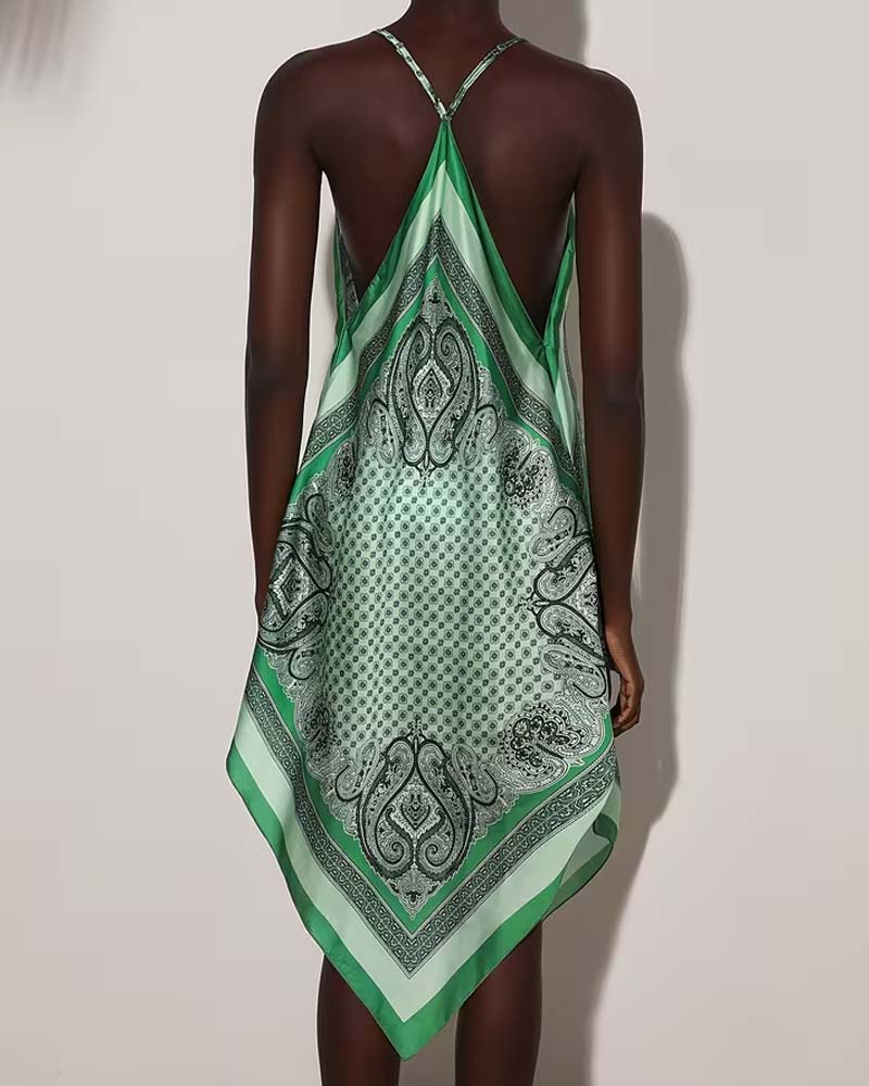 Kleid Unregelmäßig Drapiert Druck