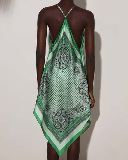 Kleid Unregelmäßig Drapiert Druck