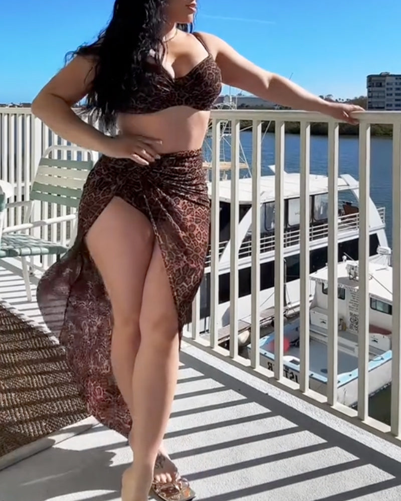 Bikini Mode Hochtailliert Leopard Druck