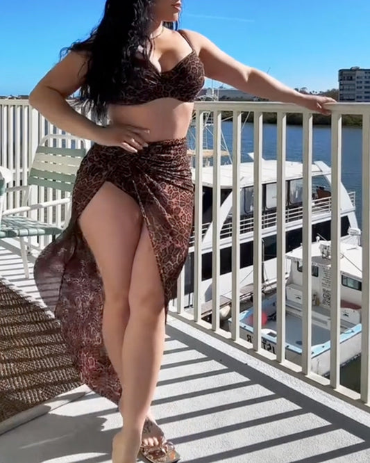 Bikini Mode Hochtailliert Leopard Druck