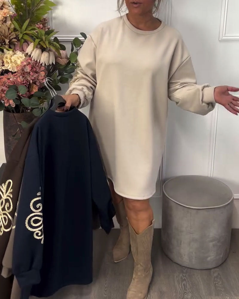 Kleid mit Rundhalsausschnitt und lockerer Passform