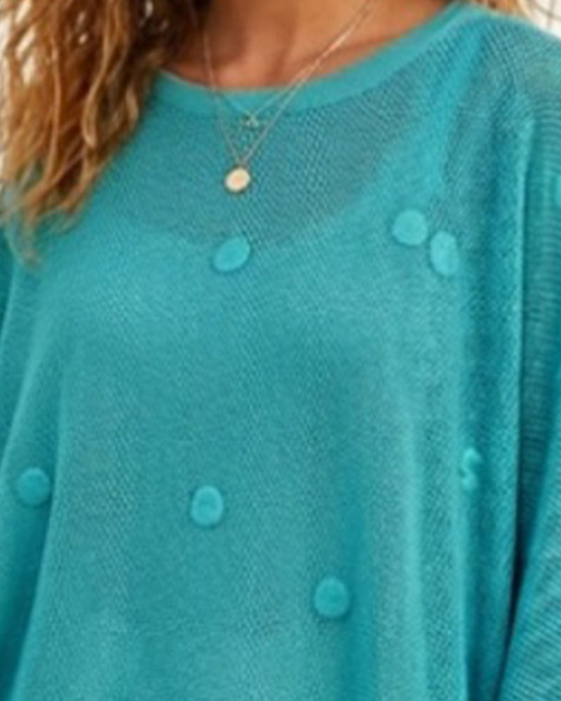 Cover-Up Bluse Tupfen Loose Fit Fledermausärmel