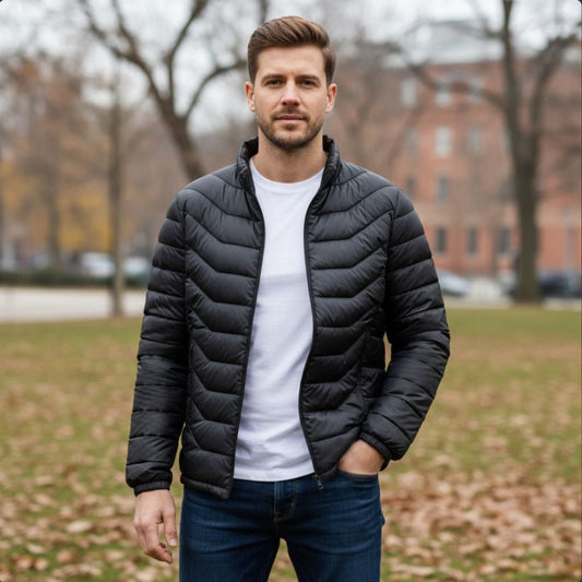 Puffer Jacket for Men with Zipper Closure - Vincenza