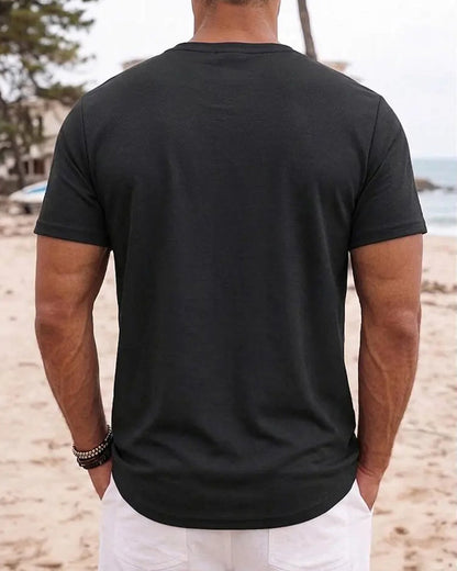 Herren T-Shirt Minimalistisch Henley Kurzarm