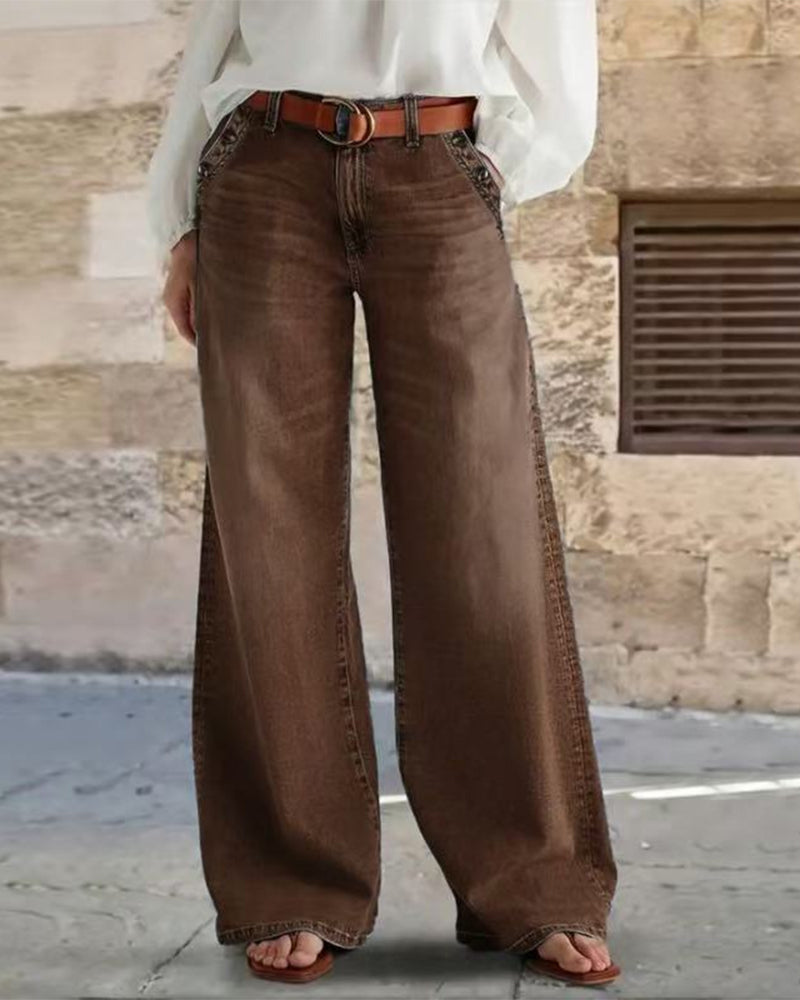 Jeans Multi-Knopf Gewaschen Locker