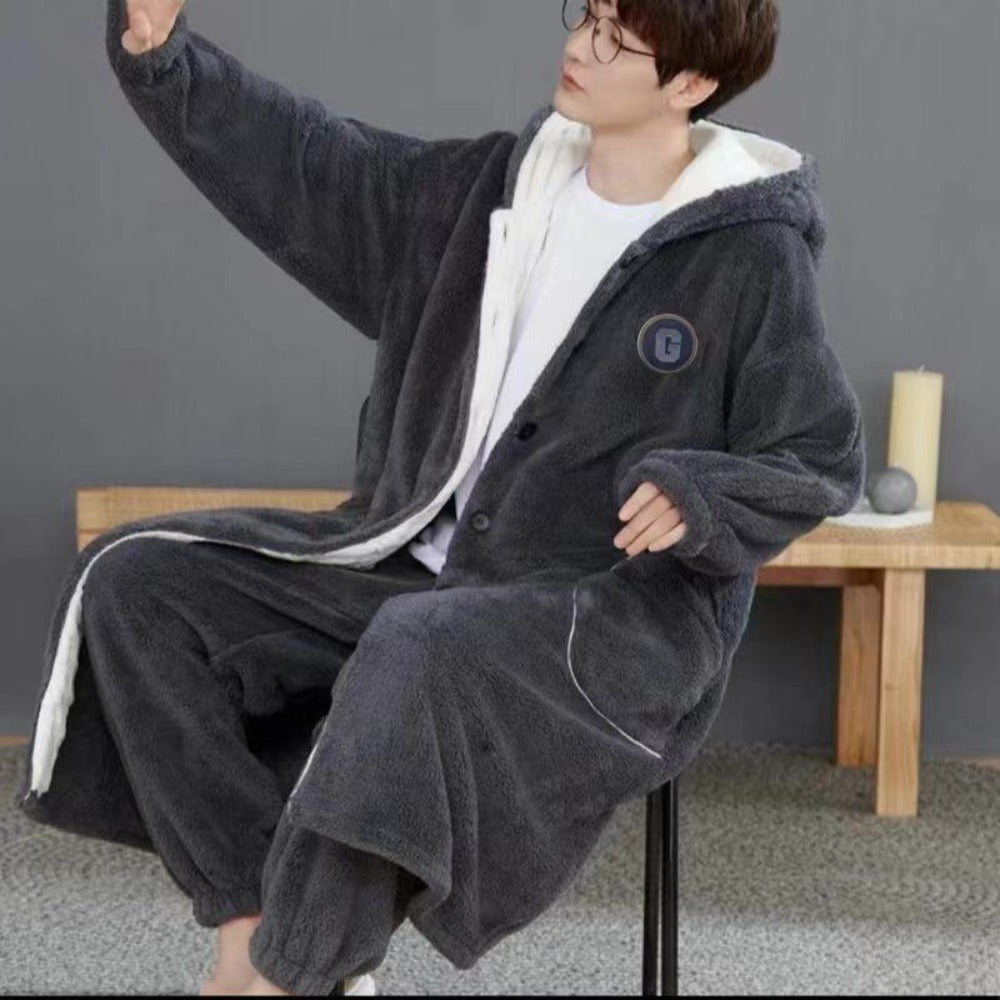 Fleece Hooded Loungewear Set with Pockets for Men - Diletta