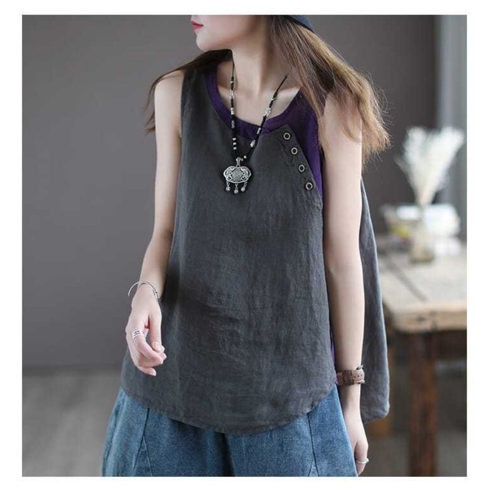 Sleeveless Button Detail Tank Top for Women - Lea