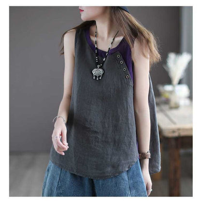 Sleeveless Button Detail Tank Top for Women - Lea