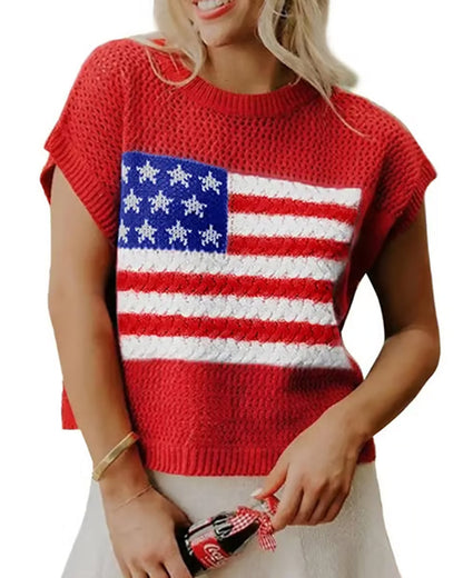 Pullover Flaggenmuster Rundhals