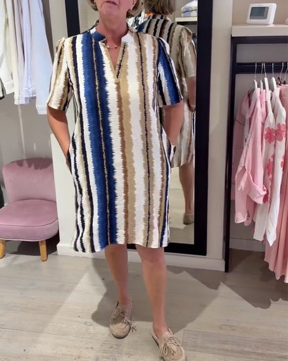 Kleid Farbverlauf Streifen Muster Etuikleid