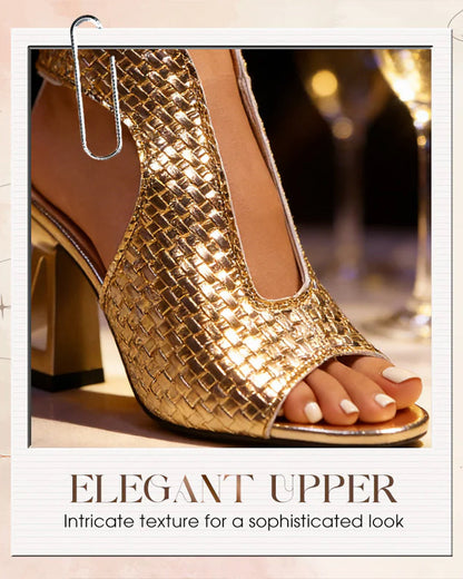 Sandalen Damen Elegant Peep-Toe Blockabsatz Verstellbarer Riemen