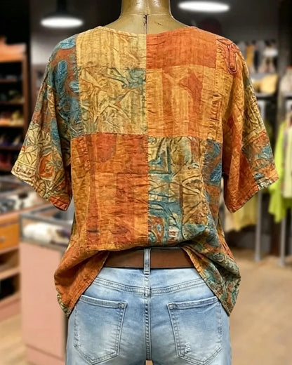 Bluse Vintage Libellenprint Lässig