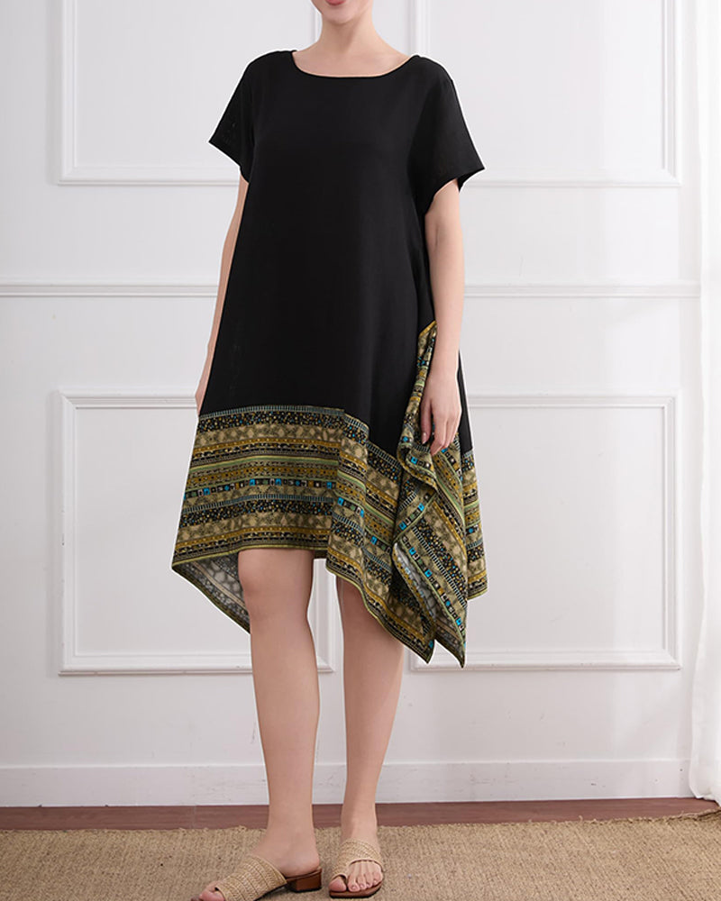 Kleid Bohemian Asymmetrischer Saum