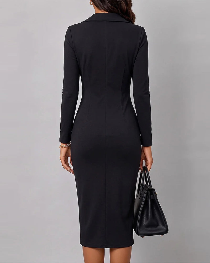 Kleid Revers Diagonal Reißverschluss Schlitz