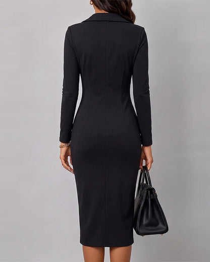 Kleid Revers Diagonal Reißverschluss Schlitz