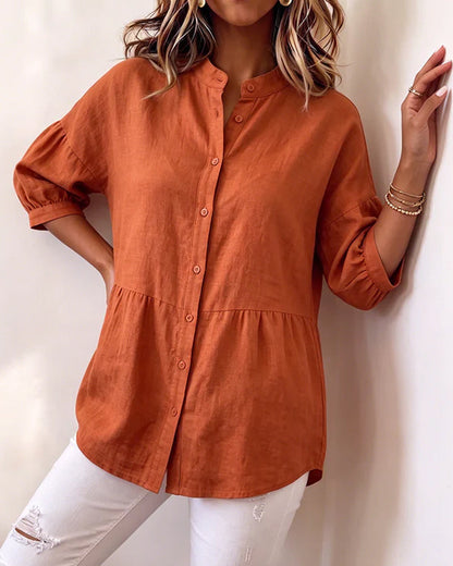 Bluse Entspannt Vintage Puffärmel 3/4-Arm