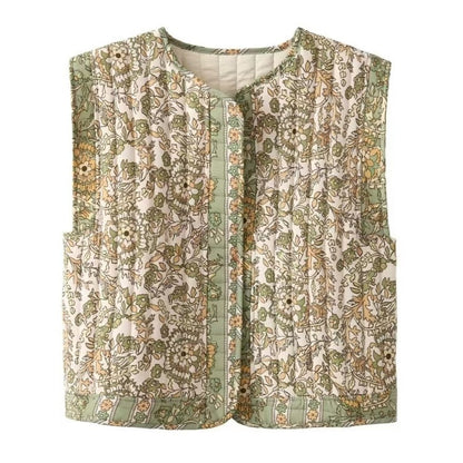 Floral Print Quilted Vest for Women - Gemma