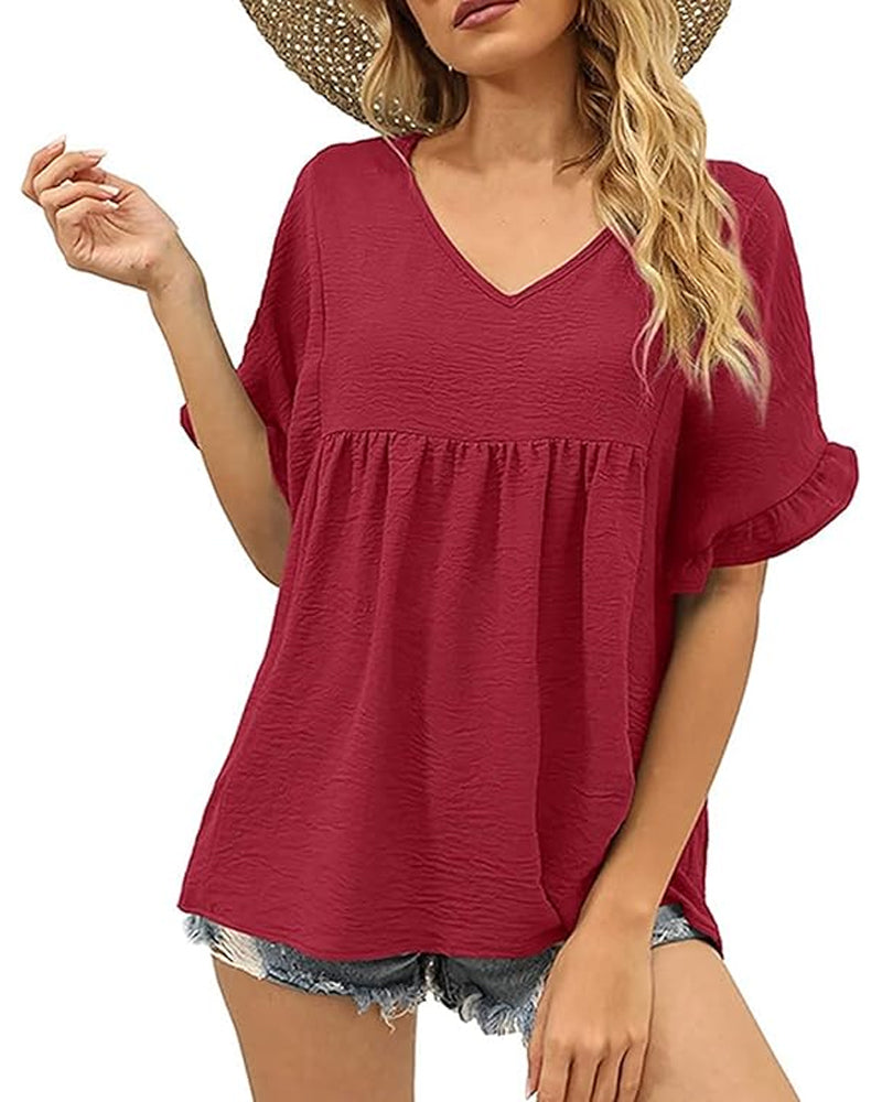 Bluse Lässig Rüsche Loose Fit