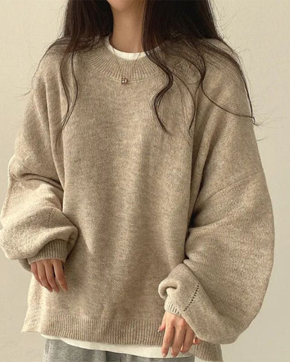 Pullover Rundhals Seite Schlitz