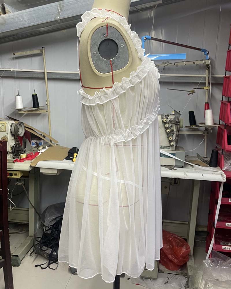 Nachtkleid Durchsichtig Mesh Träger Sexy