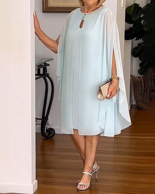 Kleid einfarbig modischer Kapellenärmel