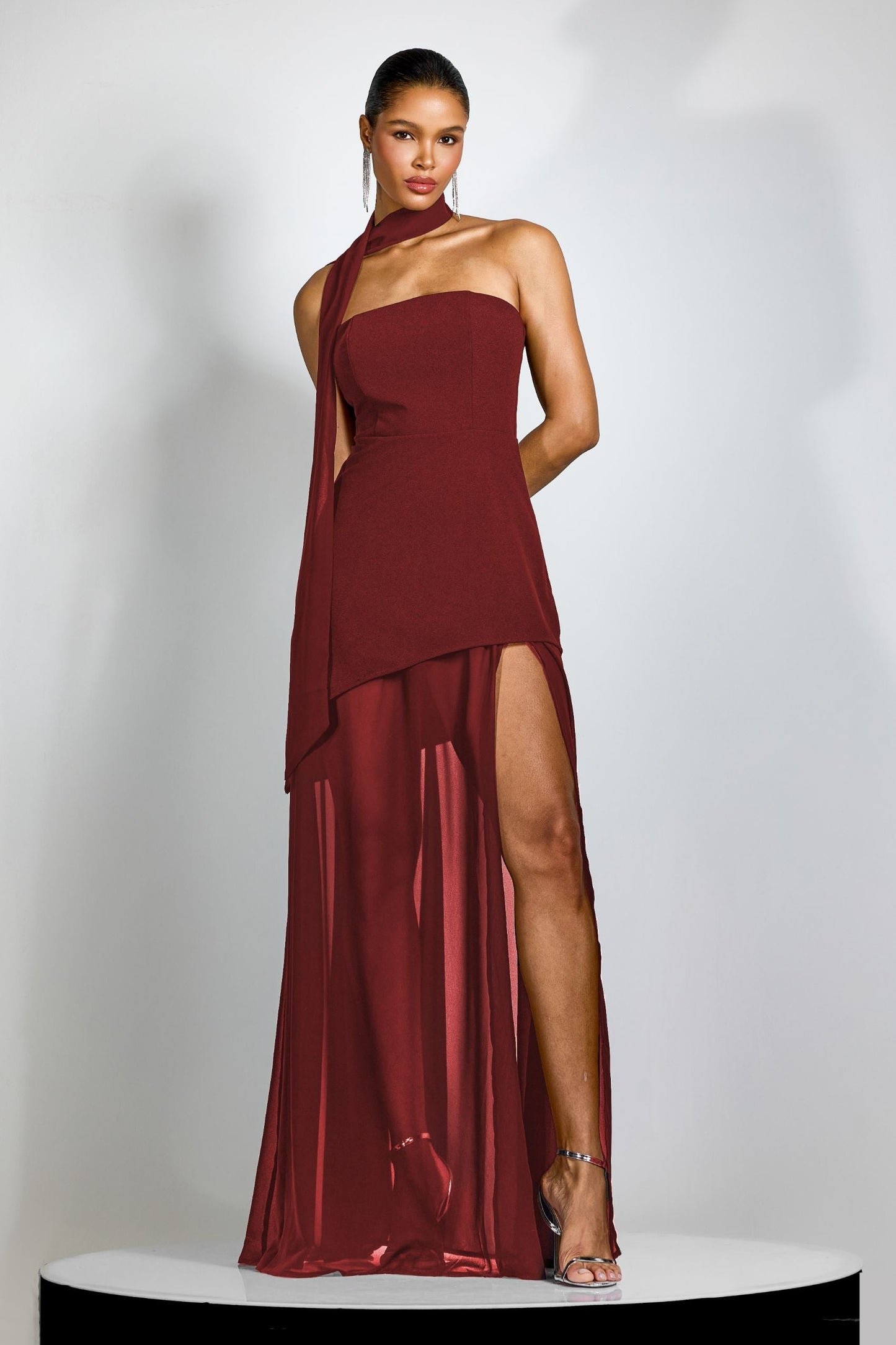 Maxi Dress with Side Slit and Halter Neck for Women - Orsola