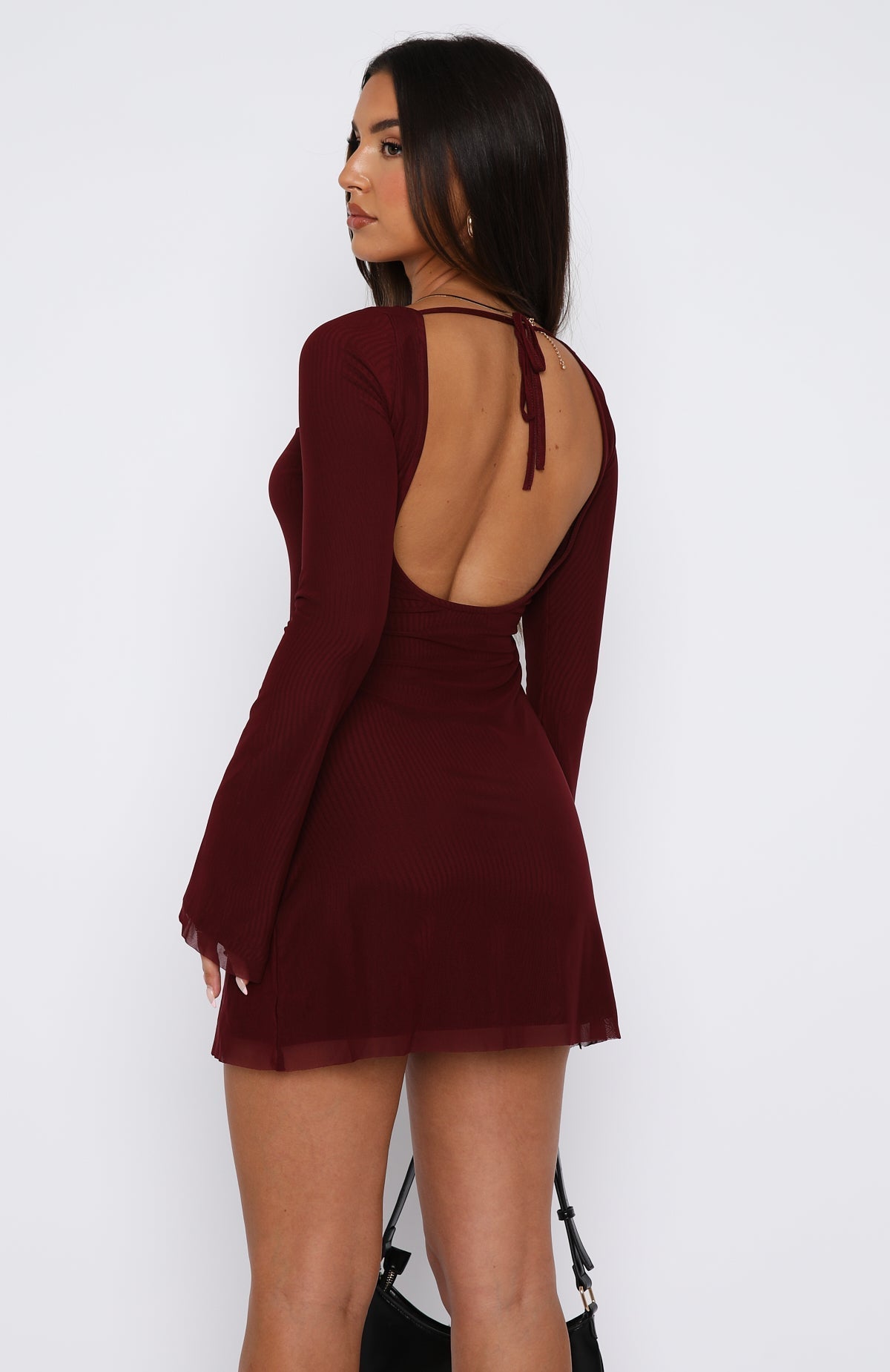 Ariadna long sleeve mini dress wine red