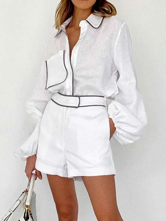 White set with contrast stitching - Mia