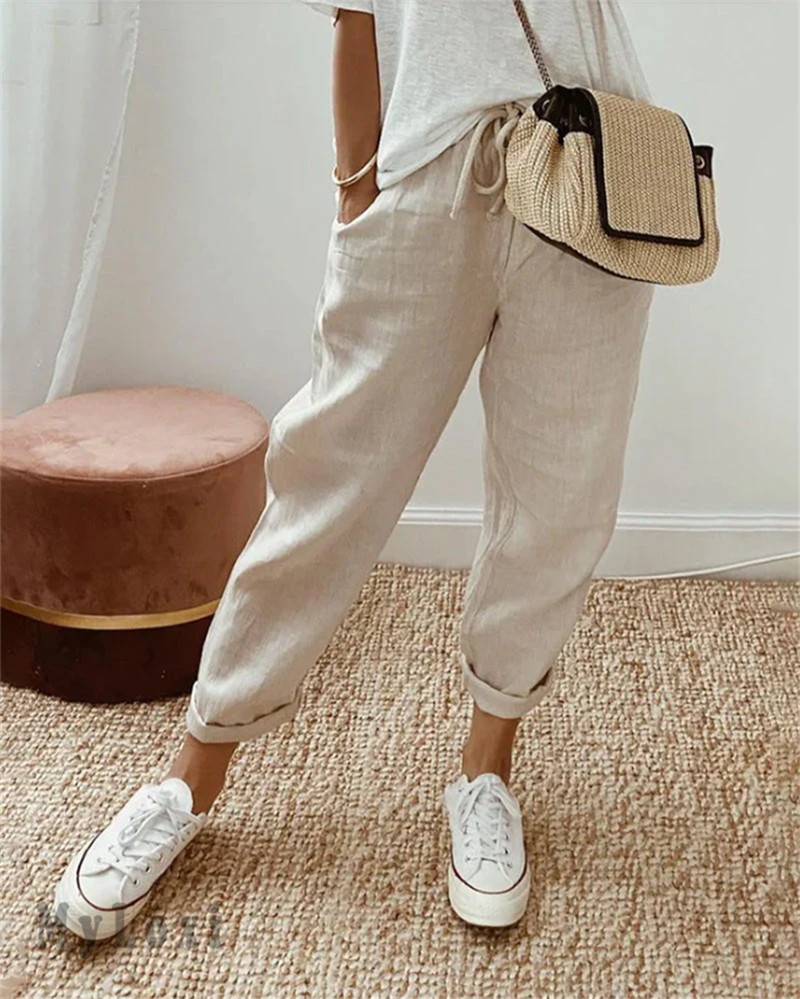 💕50% RABATT💕Lässige Baumwoll- und Leinenhosen für Damen